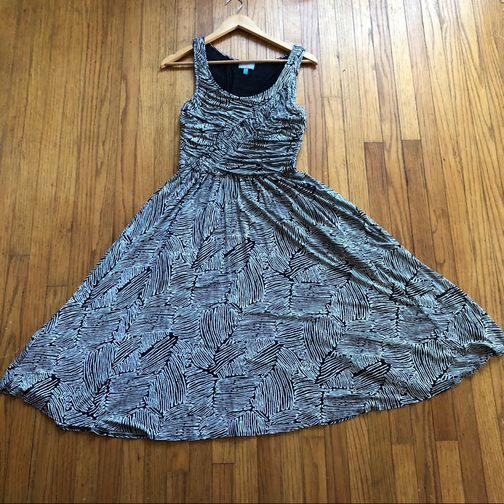 Anthropologie Black and White Patterned Sleeveless Dress Plenty By Tracy Reese L